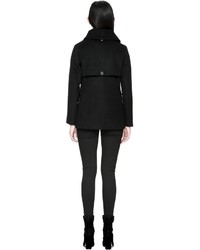 Mackage Phoebe Hip Length Flat Wool Coat In Black
