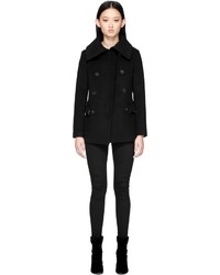 Mackage Phoebe Hip Length Flat Wool Coat In Black