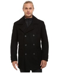 Andrew Marc Marc New York By Mulberry Pressed Wool Peacoat W Removable Quilted Bib
