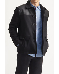 Kenneth Cole Melton Leather Look Trim Car Coat
