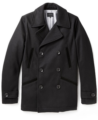 Wings + Horns Melton Wool Pea Coat, $880 | East Dane | Lookastic