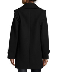 Michl Kors Collection Double Breasted Convertible Peacoat Black