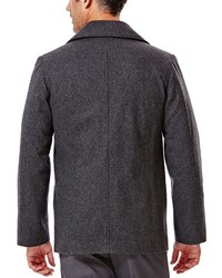 Haggar Modern Fit Double Breasted Melton Wool Blend Peacoat
