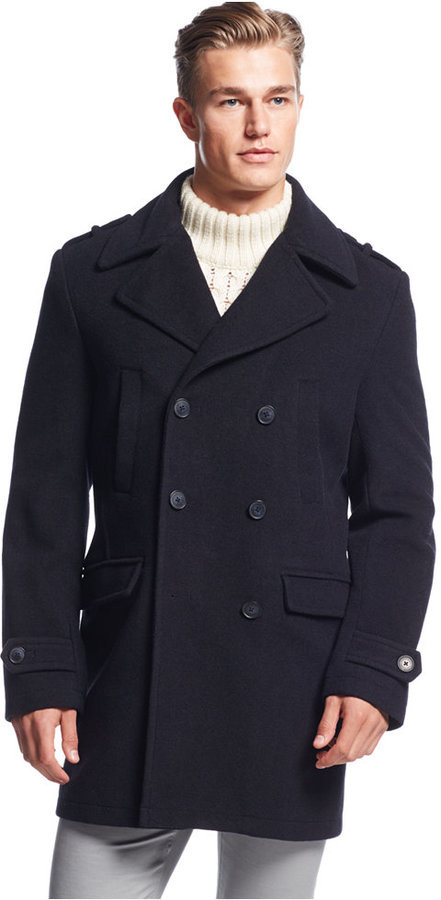 CALVIN KLEIN Womens Beige Buttoned Peacoat Winter Jacket 14 