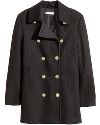 H&M Pea Coat Black Ladies