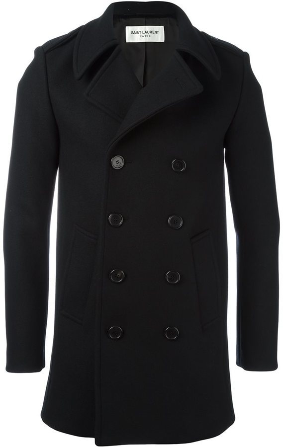 Saint Laurent Classic Caban Pea Coat, $2,490 | farfetch.com | Lookastic
