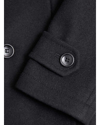 Topman Black Wool Blend Skinny Pea Coat