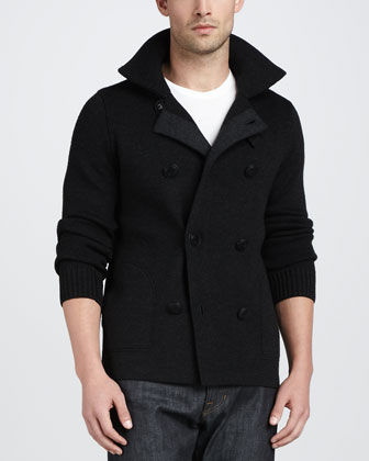 Vince Double Breasted Knit Pea Coat, $146 | Neiman Marcus | Lookastic