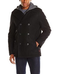 Levi's Wool Blend Coat With Fleece Hooded Bib