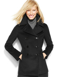 Calvin Klein Wool Cashmere Blend Peacoat With Free Infinity Scarf