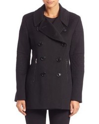 Sofia Cashmere Wool Cashmere Motorcycle Peacoat