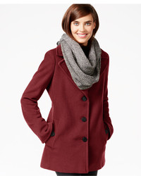 Calvin Klein Wool Cashmere Single Breasted Peacoat With Free Infinity Scarf