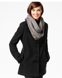 Calvin Klein Wool Cashmere Single Breasted Peacoat With Free Infinity Scarf,  $129 | Macy's | Lookastic