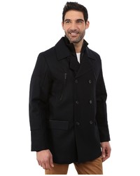 Calvin Klein Wool Pea Coat With Bib Chest Zip Detail
