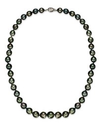 Belle de Mer Pearl Necklace 14k White Gold Black Cultured Tahitian Pearl Strand