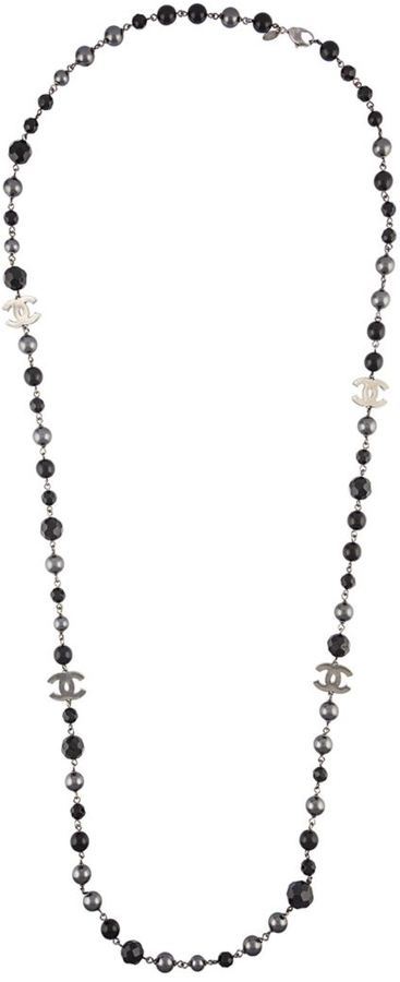 Chanel - Vintage black pearl large CC necklace - 4element