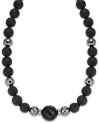 Sterling Silver Black Agate And Hematite Bead Necklace