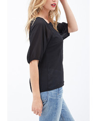 Forever 21 Contemporary Embroidered Peasant Blouse