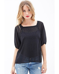 Forever 21 Contemporary Embroidered Peasant Blouse