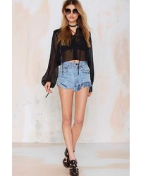 Nasty Gal After Party Vintage My Midnights Crop Blouse