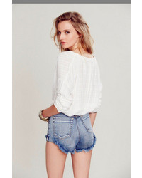 Free People Rouched Sleeve Peasant Blouse