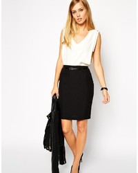 Asos Collection Belted Pencil Skirt With Seam Detail