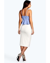 Boohoo Rosalie Bubble Texture Slice Wrap Skirt