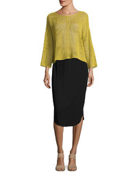 Eileen Fisher Calf Length Shirttail Pencil Skirt Black