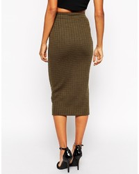 Asos Collection Column Pencil Skirt In Texture With Zip Front