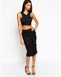 Asos Collection Pencil Skirt With Waterfall Frill Detail