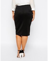 Asos Curve Midi Workwear Pencil Skirt With Split Front