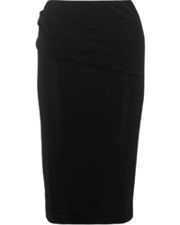 By Malene Birger Eminnio Ruched Stretch Crepe Pencil Skirt Black