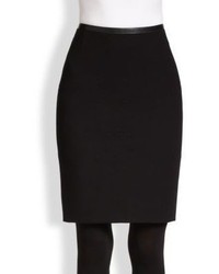 Akris Punto Faux Leather Trimmed Jersey Pencil Skirt