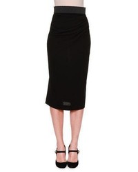 Dolce & Gabbana Grosgrain Waist Pencil Skirt Black