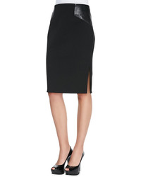 Milly Leather Paneled Pencil Skirt