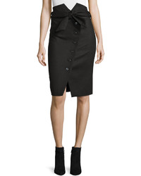IRO Maddy Asymmetric Button Front Pencil Skirt Black