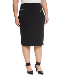 MICHAEL Michael Kors Michl Michl Kors Plus Zip Detail Ponte Pencil Skirt Black Plus Size