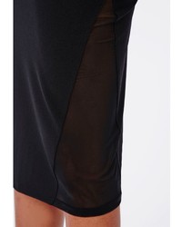 Missguided Mesh Panel Midi Skirt Black