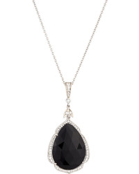 Penny Preville 18k Large Pear Onyx Diamond Pendant Necklace