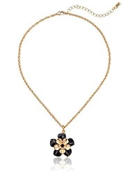 1928 Jewelry Le Marais Gold Tone Enamel Flower Pendant Necklace 16