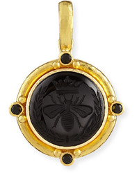 Elizabeth Locke 19k Queen Bee Carved Onyx Pendant