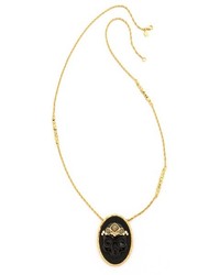 Alexis Bittar Agate Skull Cameo Pendant Necklace