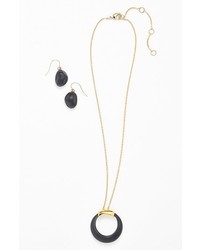 Alexis Bittar Lucite Boxed Earrings Necklace Set Black