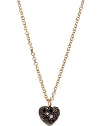 Finn Black Diamond Puffed Heart Necklace