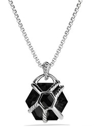 David Yurman Cable Wrap Pendant With Black Onyx And Diamonds On Chain