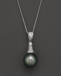 Bloomingdale's Diamond And Tahitian Pearl Pendant Necklace In 14k White Gold 18