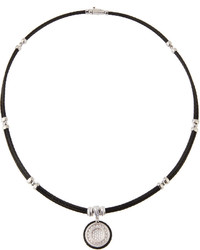 Alor Double Row Cable Round Pav Diamond Pendant Necklace Black