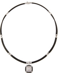 Alor Double Row Cable Square Pave Diamond Pendant Necklace Black