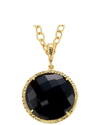FINE JEWELRY Black Agate Pendant 14k Gold Plated