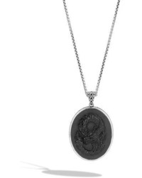 John Hardy Legends Naga Silver Batu Pendant Necklace In Black Onyx